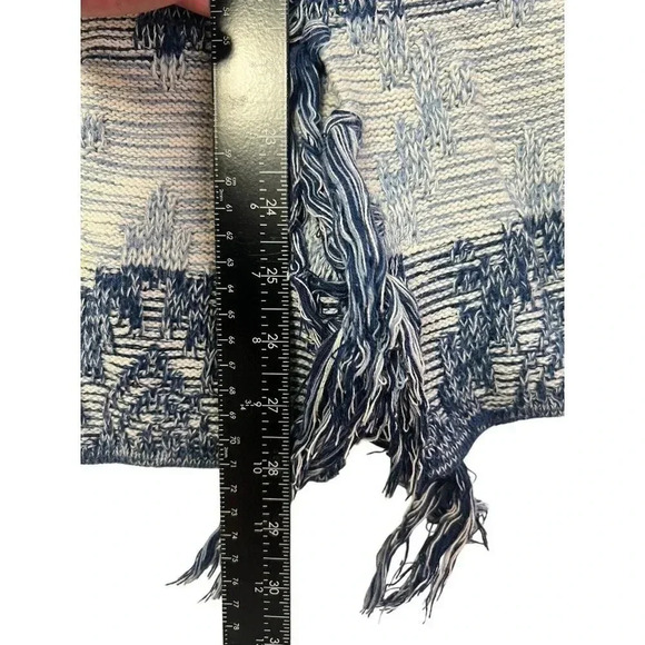 American Eagle Outfitters Boho Southwest Tribal Fringe Blanket Cardigan Blue Med - Picture 12 of 12